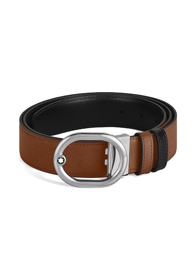 Montblanc Sartorial Lovale 35 Mm Çift Taraflı Deri Kemer 221024 Kahverengi