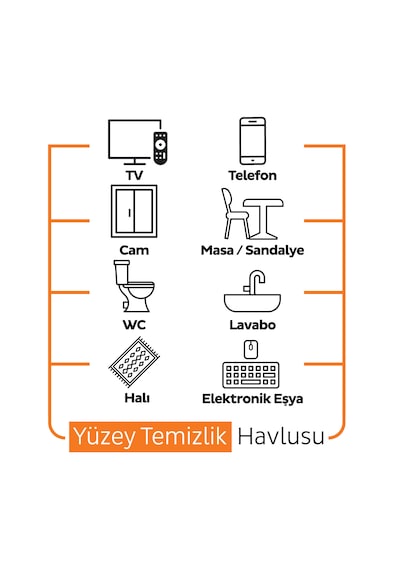 Sleepy Meyve Serisi Yüzey Temizlik Havlusu Mendili Portakal 6x100 600 Yaprak Beyaz