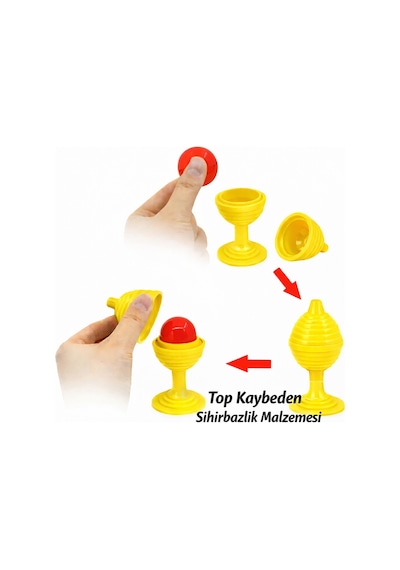 Sarı Renk Sihirli Kupa Top Kaybetme Oyunu 7 Cm Çok Renkli