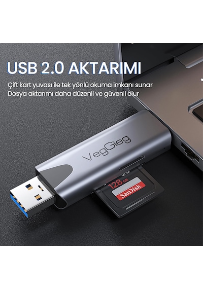 Type-c Ve Usb 2.0 Sd-microsd Tf Kart Okuyucu