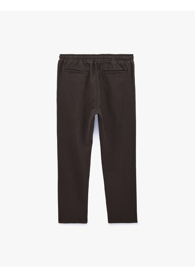 Koton Pamuklu Cepli Regular Fit Beli Bağcıklı Pantolon Kahverengi 7wam40027hw Kahve
