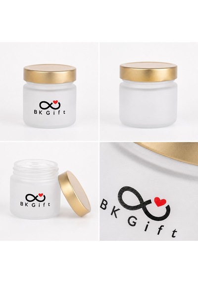 Logonuza Özel 10 Adet Gold Kapaklı Mason Buzlu Cam Kavanoz 300 Ml Baskılı Set