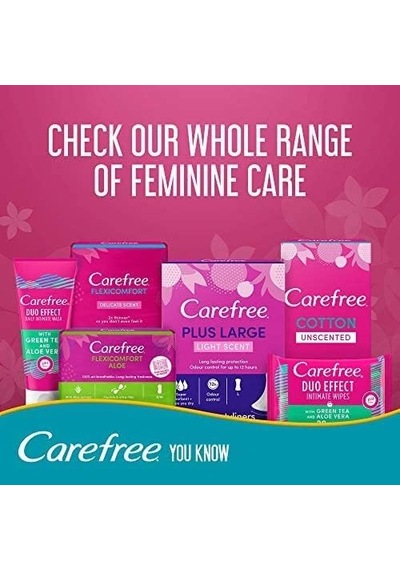 Carefree, Günlük Ped, Pamuklu, Parfümsüz, 20'li
