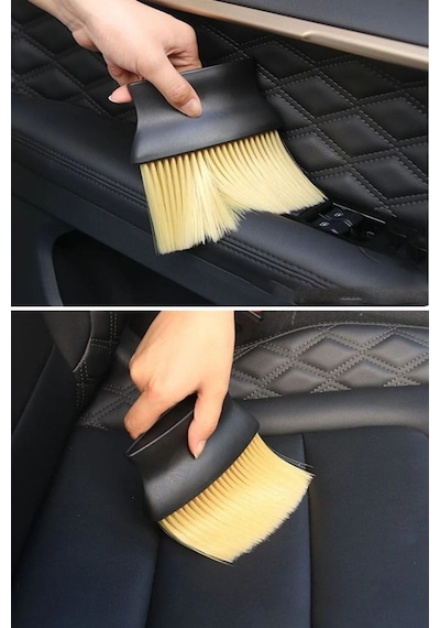 Yumuşak Kıllı Ve Ergonomik Saplı Araç İçi Detaylı Toz Temizleme Fırçası Gri