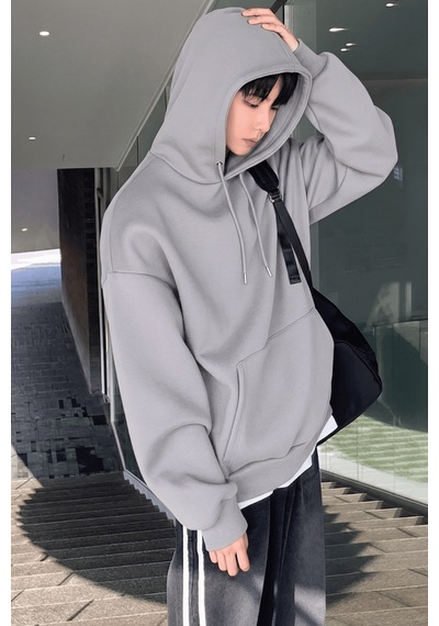 Genius Store Erkek Sweatshirt Kanguru Cepli İçi Polarlı 3 İplik Kapüşonlu Oversize Sweatshirt Kanguru-sweatshırt Açık Gri
