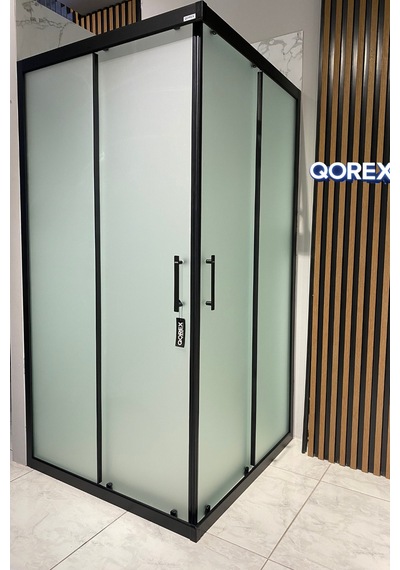 Ustaduş - Qorex Marka - Siyah - 6 Mm Temperli Kum Cam Duşakabin H:190 Özel Seri Krom Aksesuar 1 Diğer