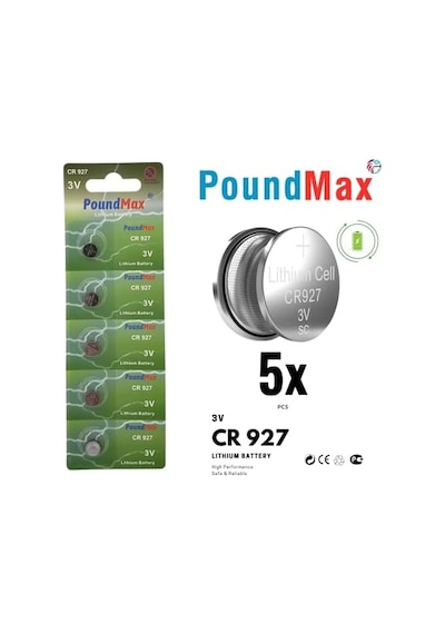 Poundmax Lityum Cr927 Düğme Piller, 3v 1x 5-pack