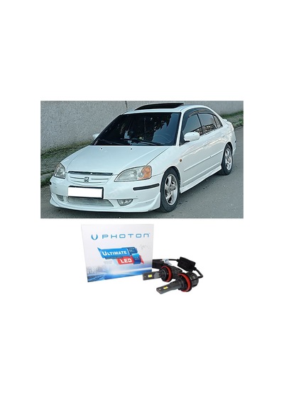 Honda Civic Vtec 1 Es7 Led Xenon Uzun Kısa Far Ampulü H4 Ultimate 9500 Lumens Yeni Seri Beyaz 2001-2004