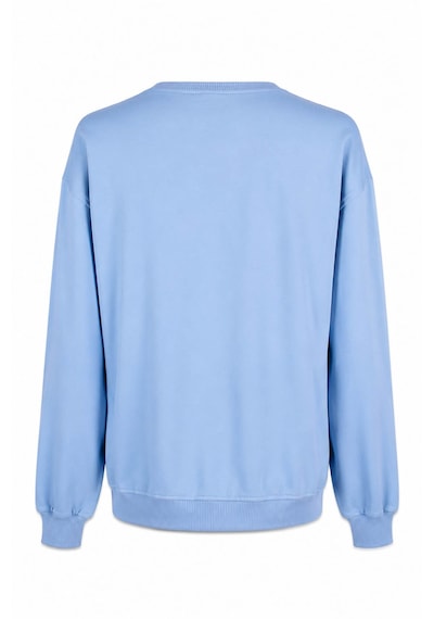Trender Kuzu Nakış O Yaka Mavi Kadın Sweatshirt 27kdt1000025
