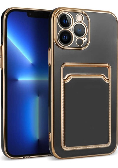 Zeyline Apple Uyumlu iPhone 13 Pro Max Zore Bark Kartlıklı Kapak-siyah