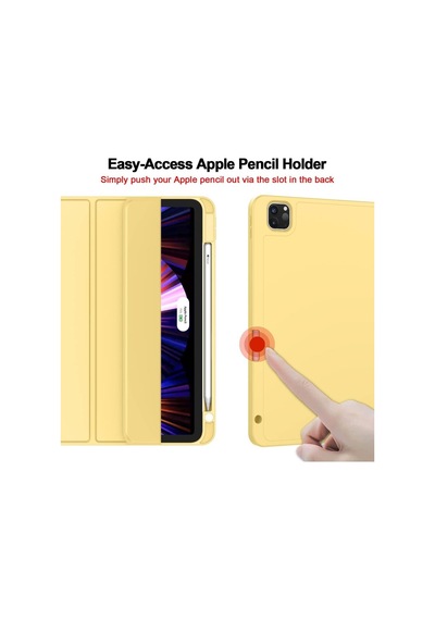 Apple Uyumlu iPad, Pro 12.9 5. Nesil 2021 Kılıf Kalem Bölmeli Smart Case