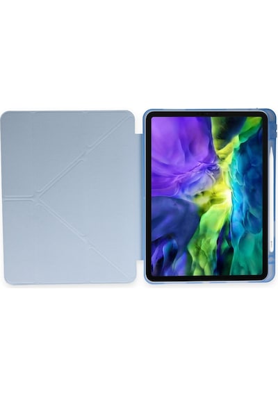 İpad 9.7 2018 Uyumlu Kılıf Kalem Bölmeli Uyku Modlu Smart Case - Mavi Kapaklı Kılıf