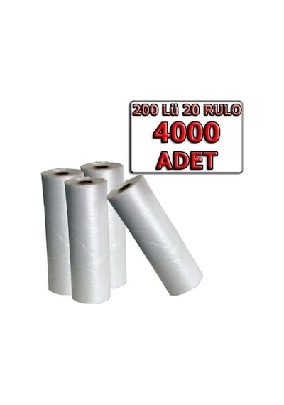 4000 Adet Rulo Market Manav Poşeti 200 Adet X 20 Rulo Toplam 4000 Adet Hışır Poşet Rulo Poşet