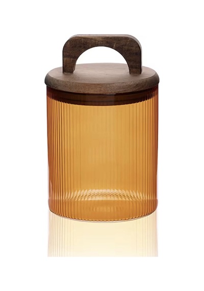 Thee Mia Akasya Kulplu Cam Kavanoz - Amber - 700 Ml Çok Renkli