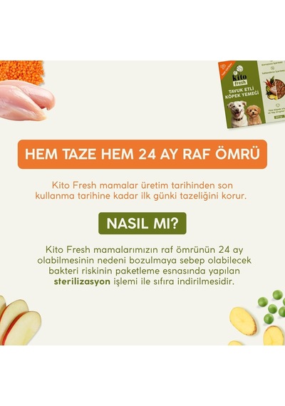 Kito Fresh Tavuk Etli Köpek Yemeği%100 Taze İçerikli Mama 250 Gr