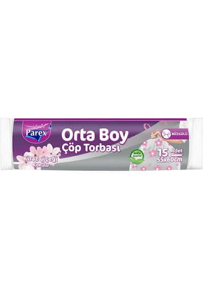 Orta Boy Büzgülü Çöp Torbası Paketi Çilek, Limon, Yasemin Ve Kiraz Çiçeği Kokulu