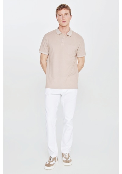 Ac&Co / Altınyıldız Classics Polo Yaka Cepli Regular Fit Bol Kesim Düz Tişört - 482518226 Bej