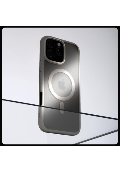 İphone 16 Pro Max İle Uyumlu Magsafe Kılıf Ultra Hybrid Mag Fit Frost Natural Titanium - Acs08382