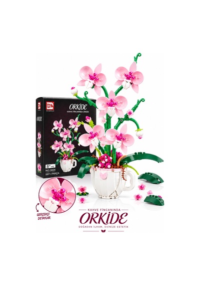 Kahve Fincanında Pembe Orkide Yapım Seti 567 Parça Botanik Koleksiyonu 8+ Yaş