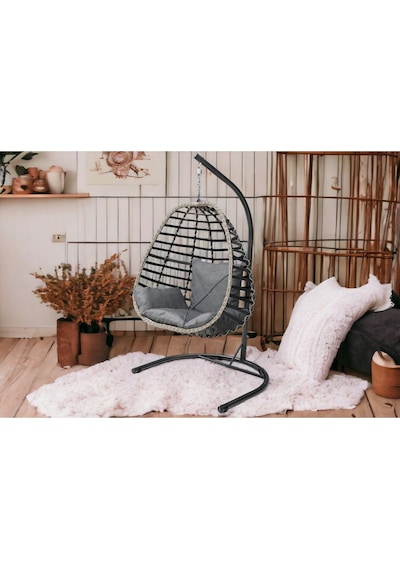 Tu Tienda Rattan Tek Kişilik Bahçe Balkon Ev Salıncağı,antrasit Gri