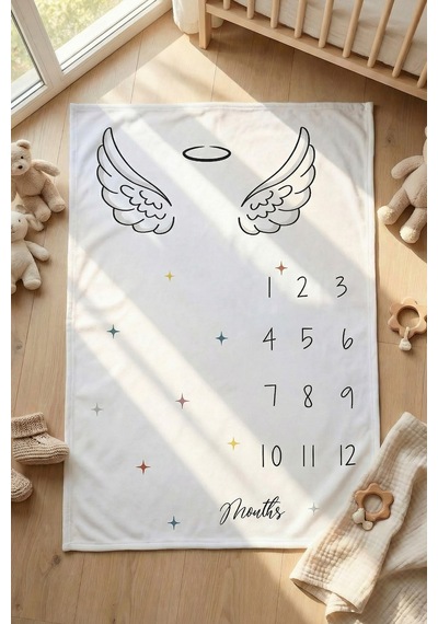 Bebek Anı Battaniyesi 100x150 CM - Angel White