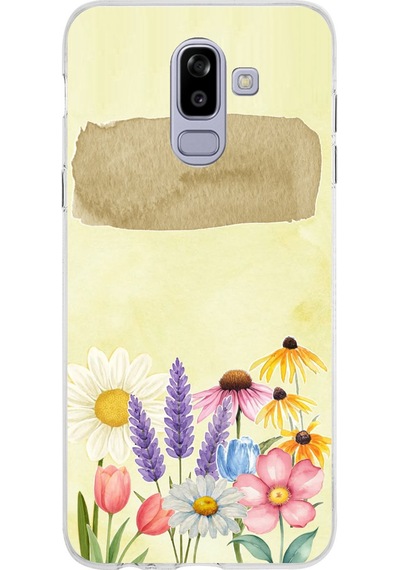 Samsung Galaxy J8-a6 Plus Uyumlu Sulu Boya Dokulu Vazoda Çiçek Desenli Baskılı Silikon Kılıf Renkli