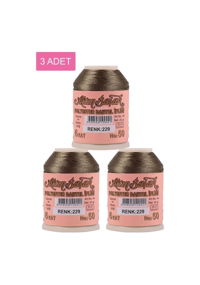 3 Adet Altınbaşak Oya Ve Dantel İpi 20 Gr - Royaleks - No: 229