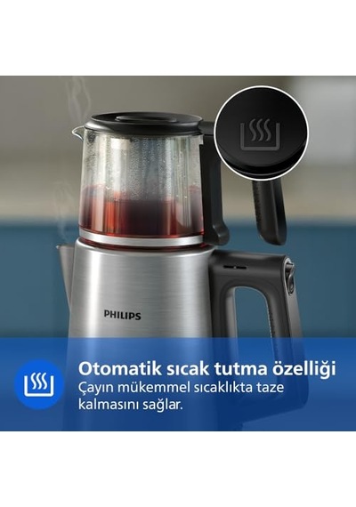Otomatik Sıcak Tutma, 0.9l Cam Demlik, 1900w Güç, Paslanmaz Çelik Demlik, 1.8l Geniş Kapasiteli Dayanıklı Inox Ta Diğer