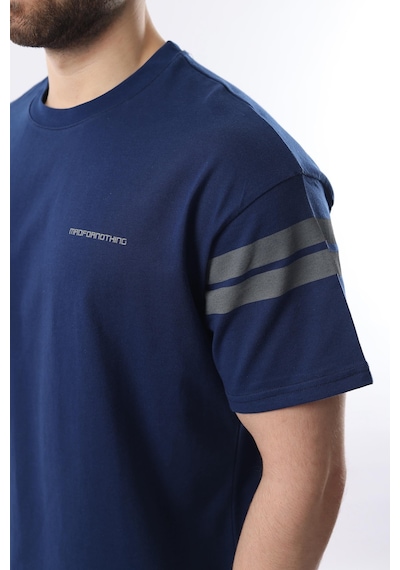 Madmext Lacivert Şerit Detaylı Erkek Şort T-shirt Takım E7301