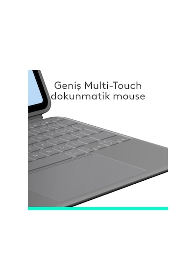 Logitech Combo Touch 11 İnç Apple Uyumlu iPad  Air M2 İle Türkçe Klavyeli Tablet Kılıfı - Gri