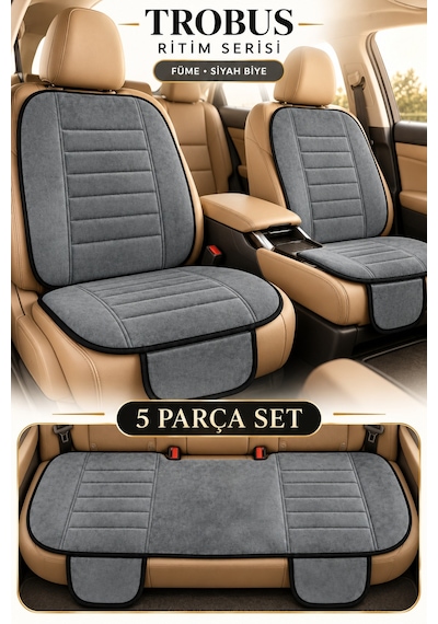 Trobus Ritim Nissan Qashqai 2007-2013 Baby Face 5'li Koltuk Minderi Füme Siyah
