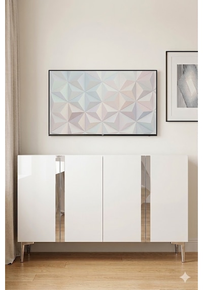 Ka1298bs Anka Konsol Ve Tv Sehpası Beyaz-silver 120cm