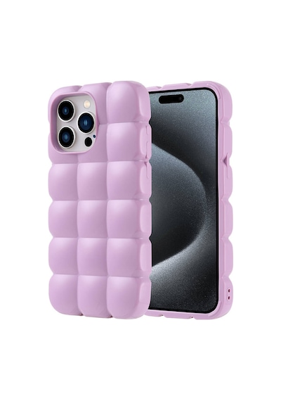 Kilifone - İphone 15 Pro Max Uyumlu Kılıf Parlak Esnek Silikon Dom Dom Kapak - Lila - T32676
