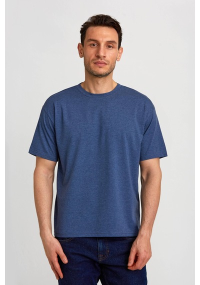 Bisse Basic Oversize İndigo Melaj Erkek T-shirt Ts2410n24199 D103 İndigo Melanj