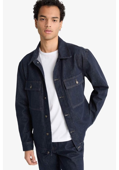 Defacto Relax Fit Düğmeli Jean Ceket F8292ax25aunm34 Mavi