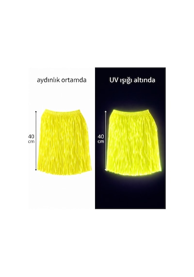 Neon Sarı Hawaii Parti Eteği 40 Cm - Temz-874163 Çok Renkli