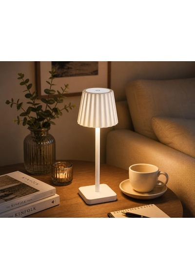 Merida Şarjlı Led Masa Lambası 3 Renk 3000k-4500k-6000k Dimmer Ayarlı Dokunmatik Kablosuz Type-c Şarjlı Çok Renkli