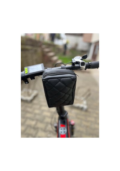 Elektrikli Bisiklet Çanta - Deri Çanta - Scooter Çanta-saklama Alanı Siyah