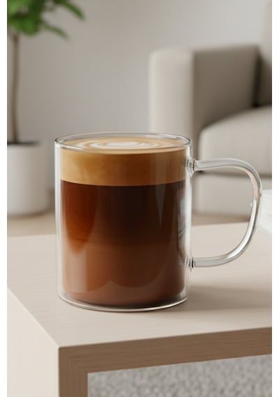 Borosilikat Isıya Dayanıklı Cam Bitki Çayı Kupası 420 Ml Beyaz