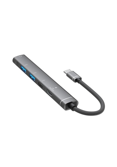 Cr15 5in1 Type-c'den 2ad Type-c, 2ad Usb A Çoklayıcı 3,5mm Kulaklık Çıkışlı Usb C Adaptör Alüminyum Kasa