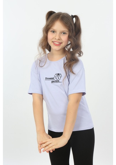 Toontoy Kids Toontoy Kız Çocuk Dreamy Garden Nakışlı Tişört Mavi