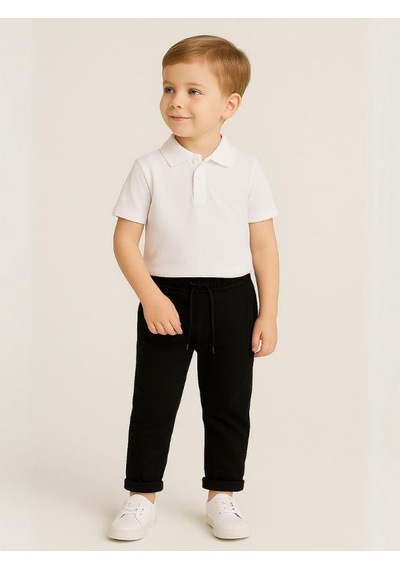 Zekids Çocuk Beli Lastikli Jogger Eşofman Alt-16089 Siyah