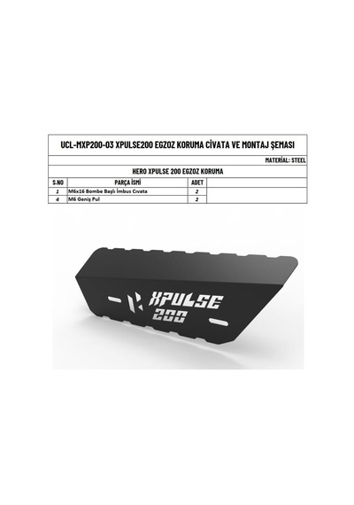 Moto Üçel Hero Xpulse 200 Uyumlu Egzoz Koruma