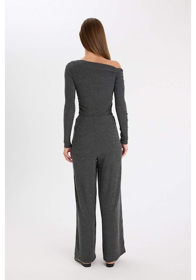 Defacto Wide Leg Bürümcük Pantolon D5141AX24AUAR191 Antrasit