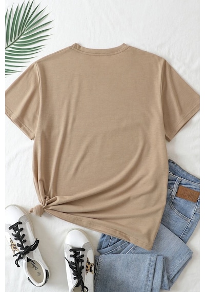 Unisex Aloha Baskılı T-shirt Bej