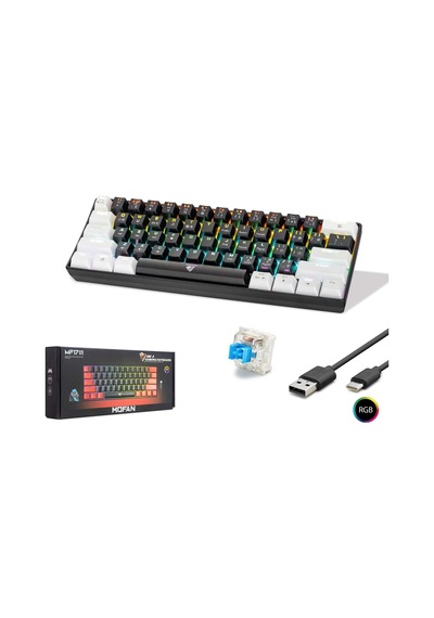 Hadron Mofan Mf1701bw Gaming Mekanik Rgb Klavye Blue Switch - Siyah Beyaz