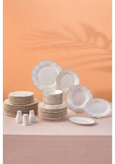 Emsan Elegance Bone Siena 53 Parça 12 Kişilik Yemek Takımı Gold Altın