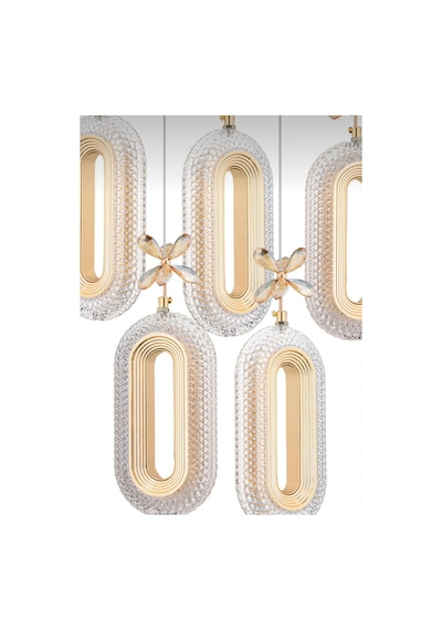 Eclipse Model 5"li Gold 3 Renk Modu Yemek Masası Oturma Çocuk Yatak Odası Modern Ledli Avize Gold