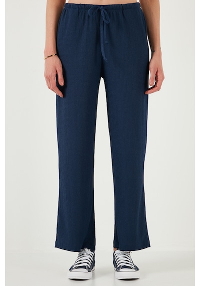 Lela Regular Fit Normal Bel Geniş Paça Bayan Pantolon 5866117 Indigo
