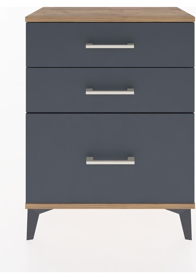 Arges Komodin 3 Çekmeceli 60x30x80 Çam-antrasit Çam